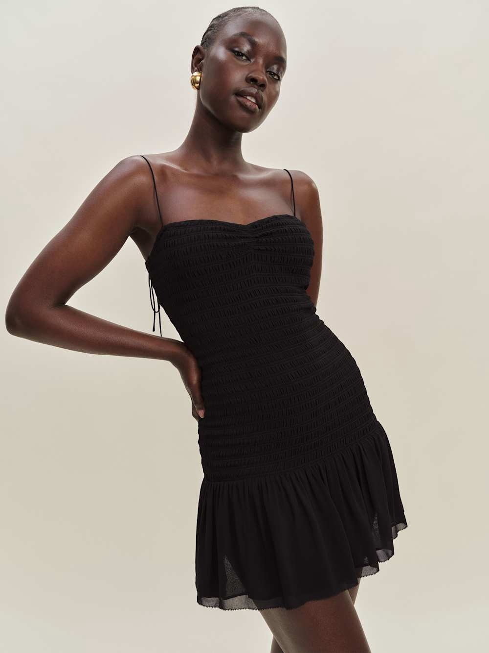 Reformation Janessa Dress In Black, brand new without tags, never worn, no flaws